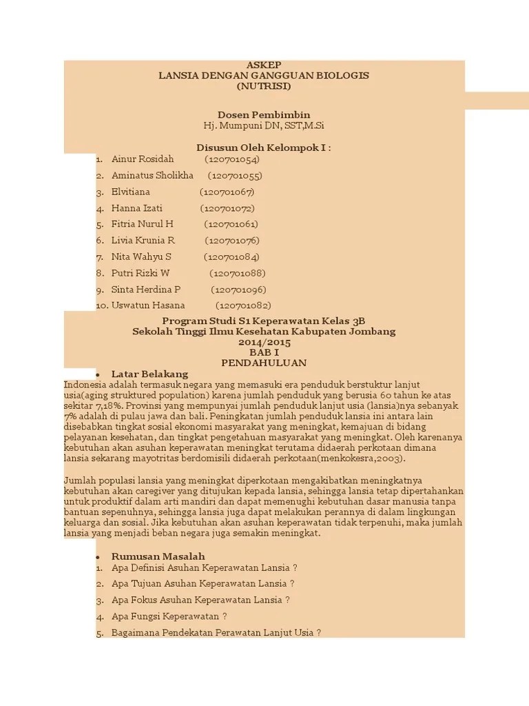 Askep Lansia Malnutrisi | PDF