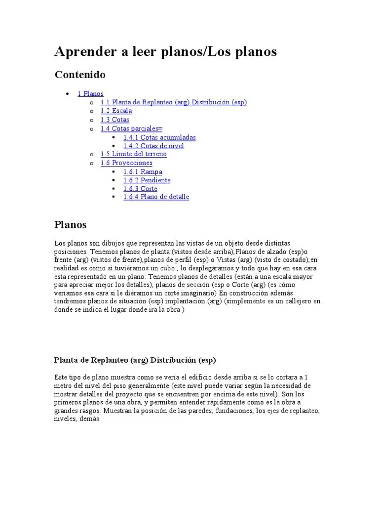 Aprender a leer planos