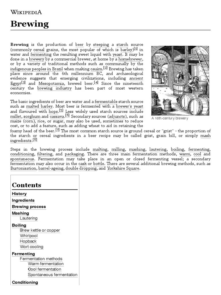 Brewing Wikipedia PDF Brewing Malt