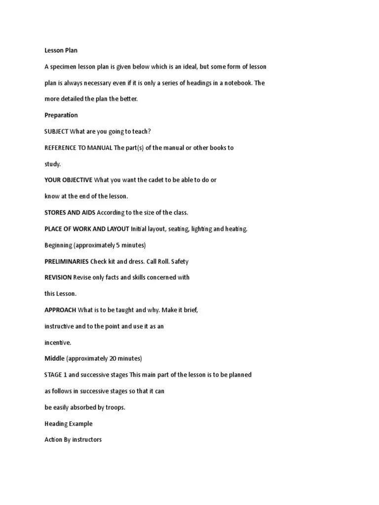 Lesson Template British Army PDF