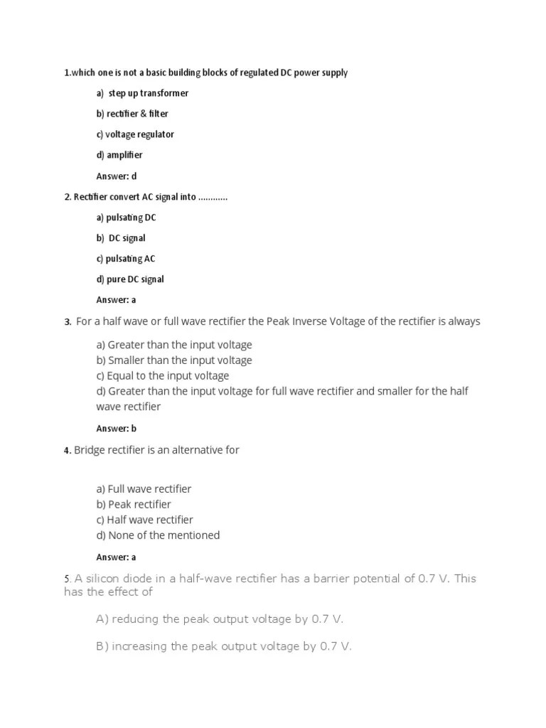 Rectifier & Filters MCQ PDF Rectifier Inductor