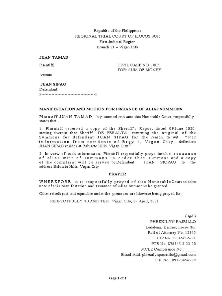 Motion For The Issuance of An Alias Writ of Execution.. PDF