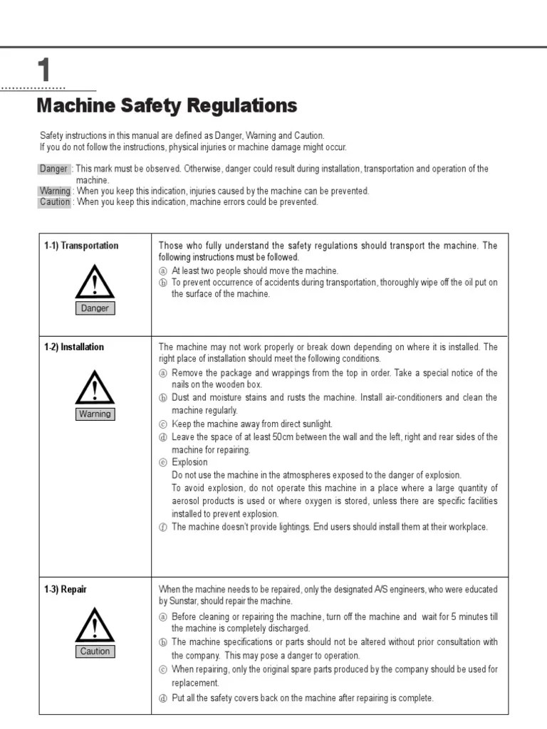 Machine Safety Regulations PDF Machines Occupational Safety And