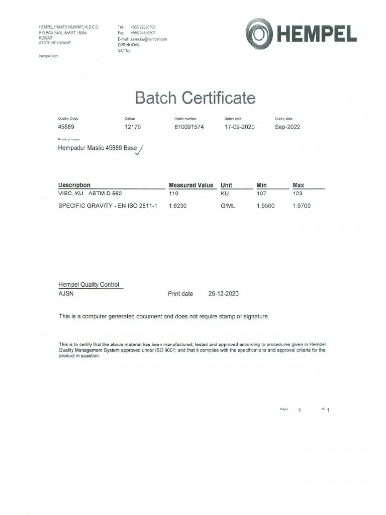 Paint Batch Certificate 2 PDF