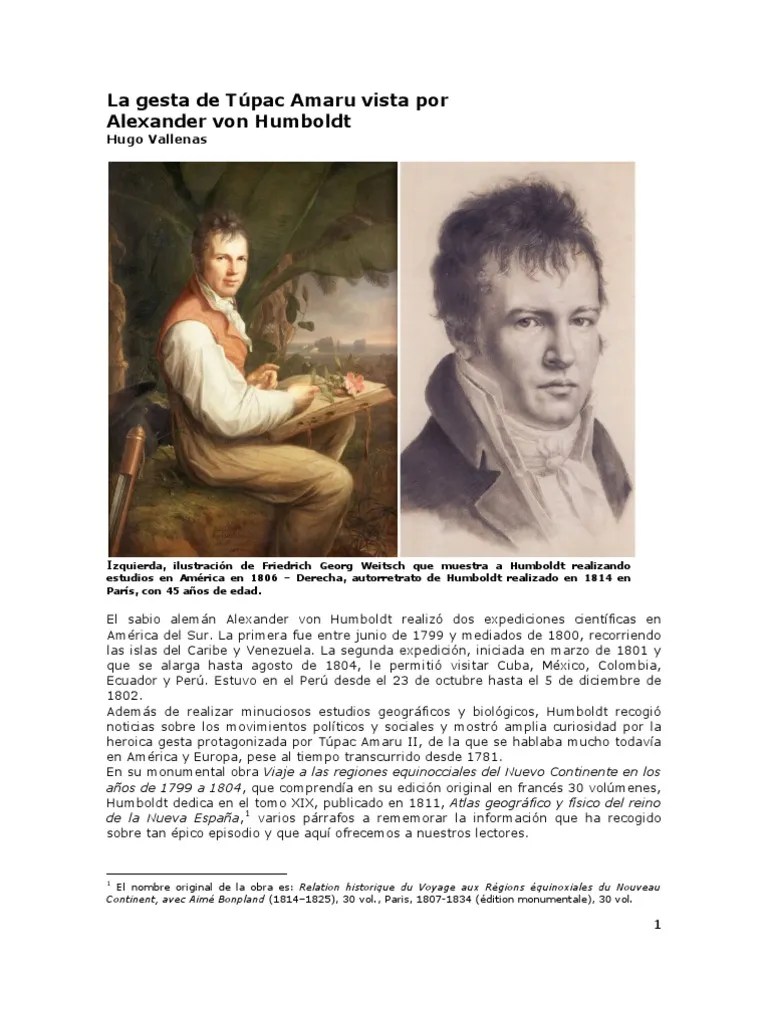 La gesta de Túpac Amaru vista por Alexander von Humboldt