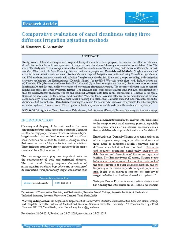 Irrigation Activation PDF Dentistry Branches Health Sciences