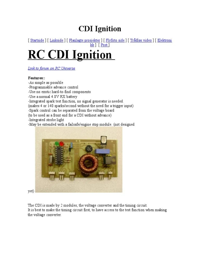 CDI Ignition Casero PDF Ignition System Electronic Circuits