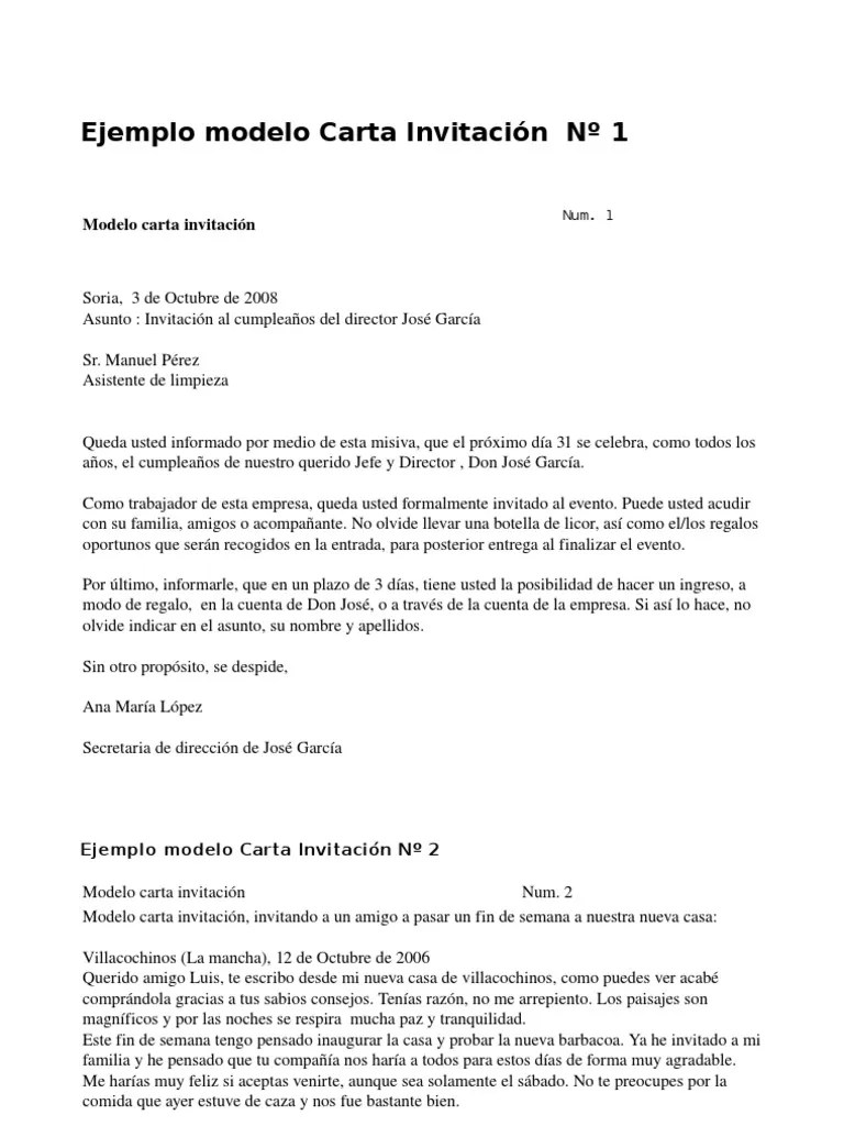 Ejemplo modelo Carta Invitación