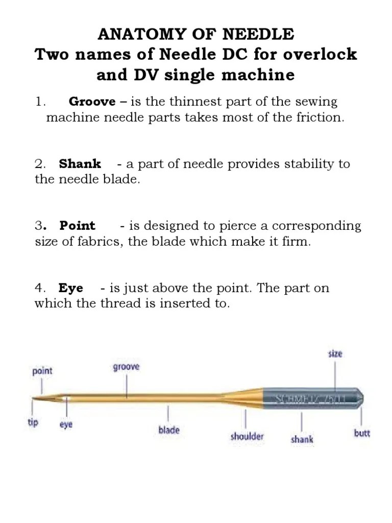 Anatomy of Needle Two Names of Needle DC For Overlock and DV Single Machine PDF
