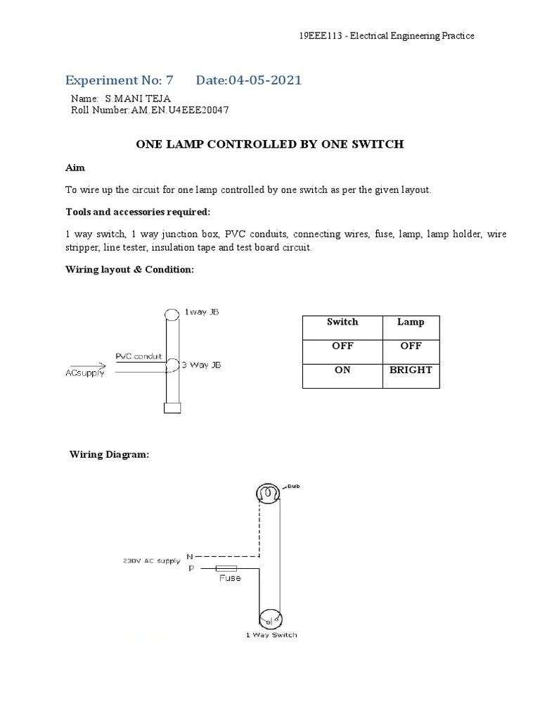 7 One Lamp Controlled by One Switch - 20047 | PDF | Electrical Wiring