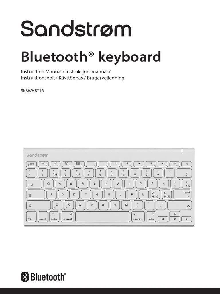 SANDSTROM BLUETOOTH KEYBOARD SKBWHBT16 Manual PDF Computer Keyboard