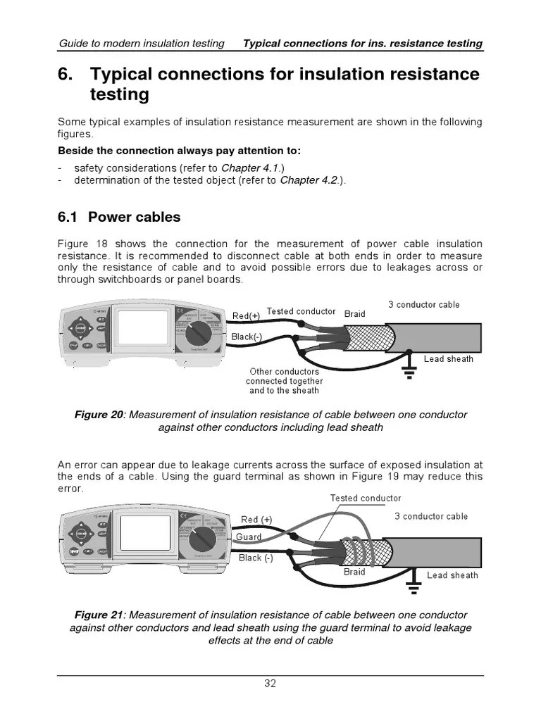 Typical Connections For Insulation Resistance Testing PDF Insulator