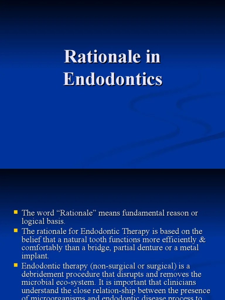 Rationale in Endodontics PDF Inflammation Dentistry Branches