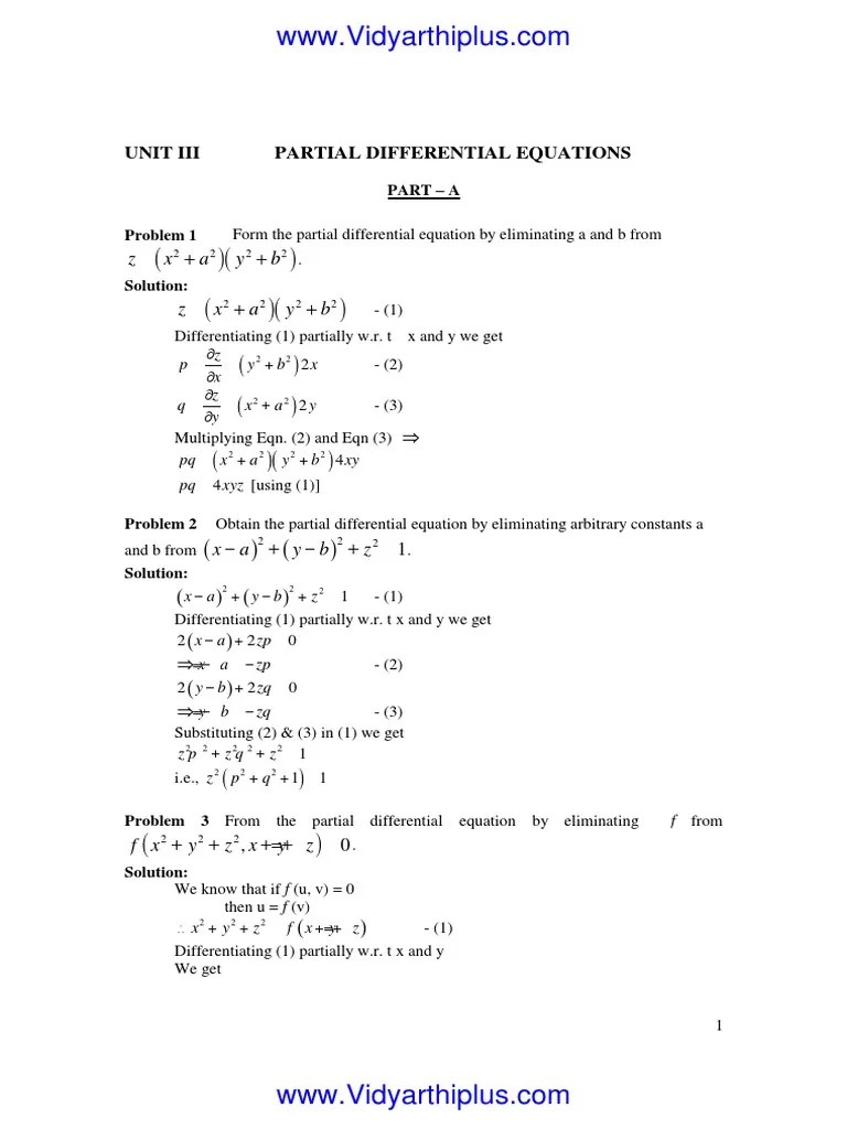 Partial Differential Equations Problems and Solutions Involving the