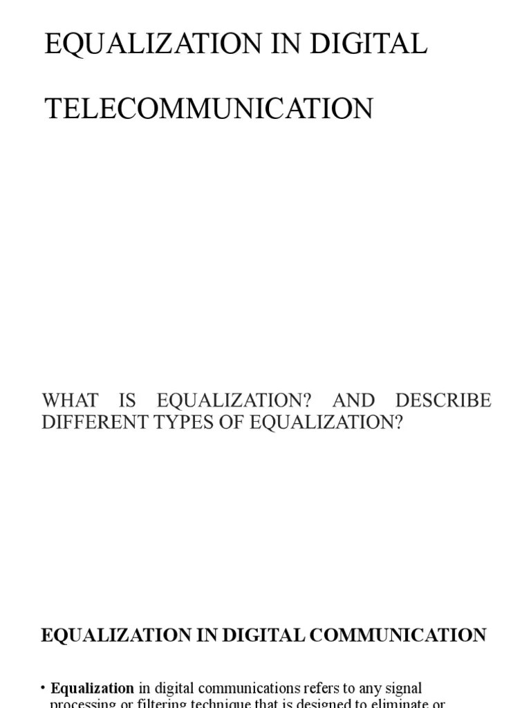 Equalization in Digital PDF Equalization (Audio