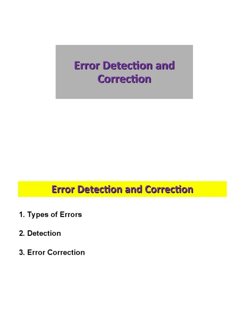 Error Detection and Correction.1 PDF Error Detection And Correction