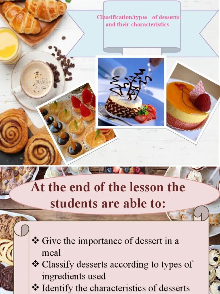 Classification/types of Desserts and Their Characteristics PDF