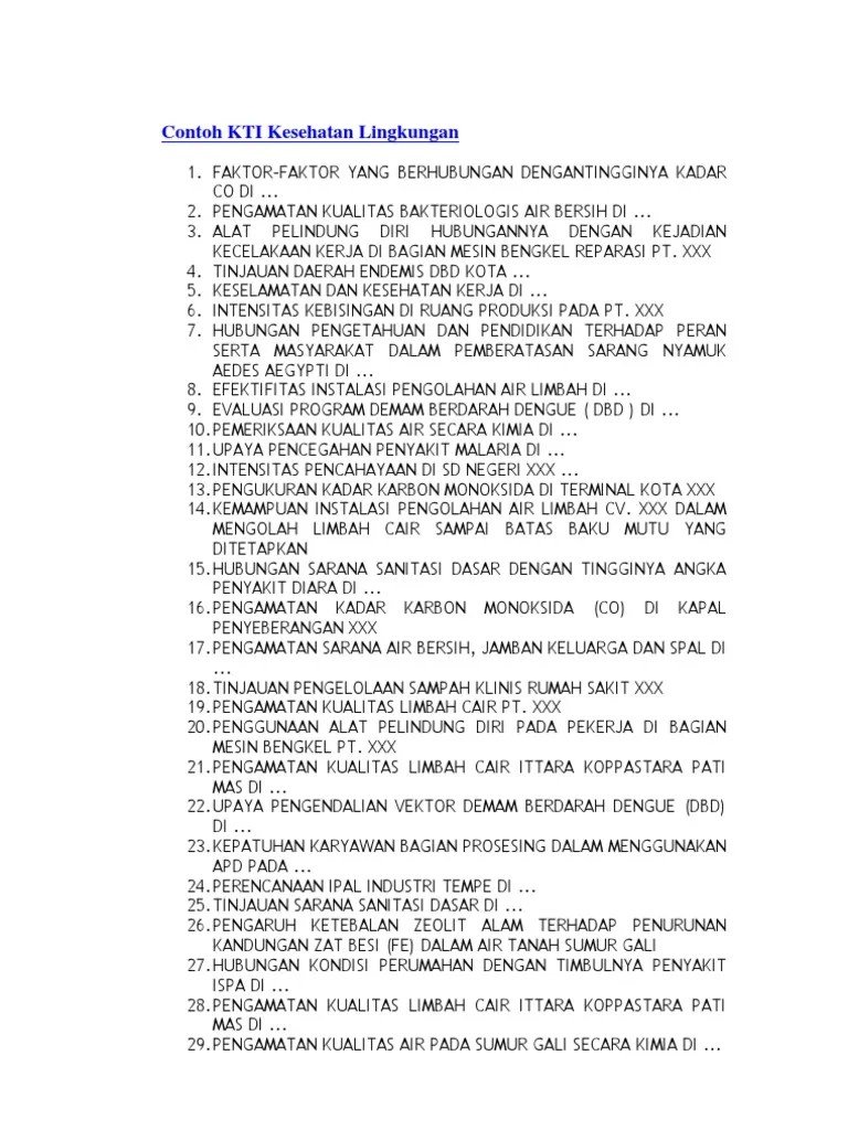 Contoh KTI Kesehatan Lingkungan PDF