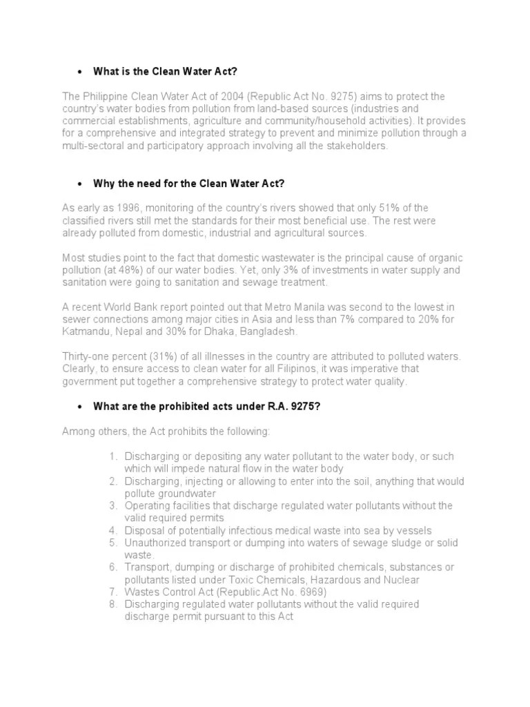 What Is The Clean Water Act | PDF | Clean Water Act | Water Pollution