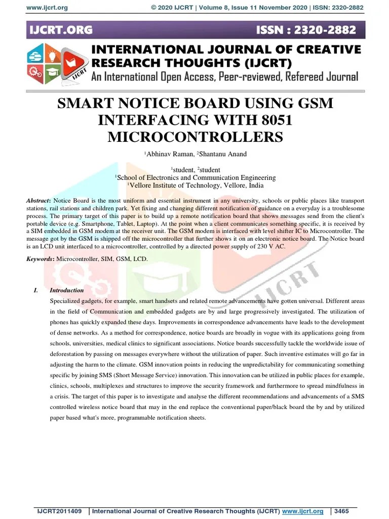 Smart Notice Board Using GSM Interfacing With 8051 Microcontrollers
