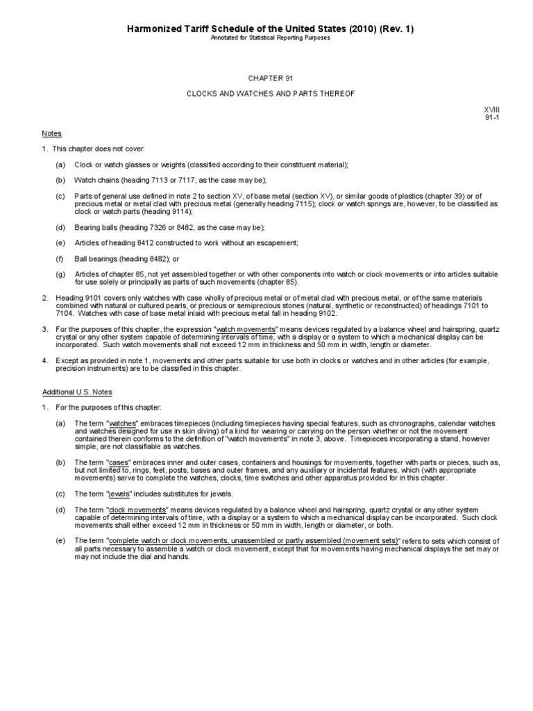 Harmonized Tariff Schedule of The United States (2010) (Rev. 1) PDF