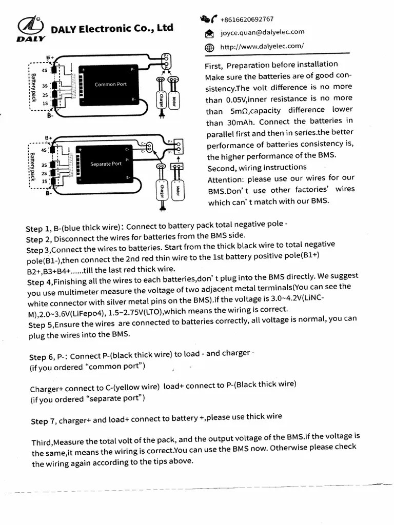 Daly 48V 16S BMS Manual PDF
