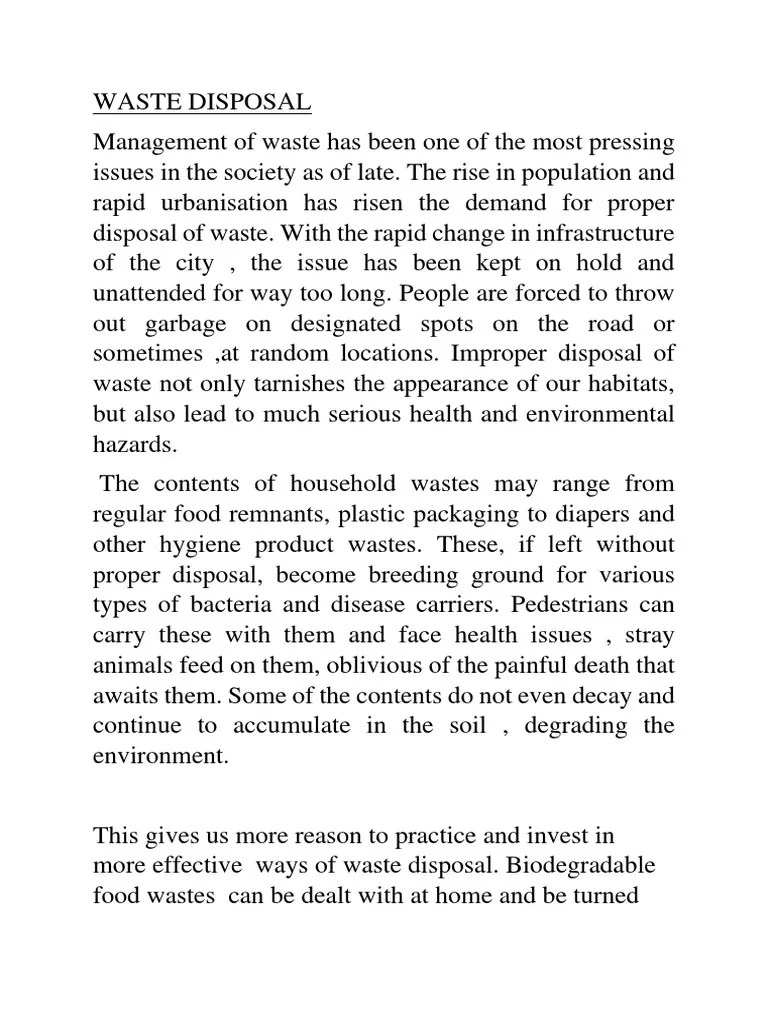WASTE DISPOSAL An Essay PDF