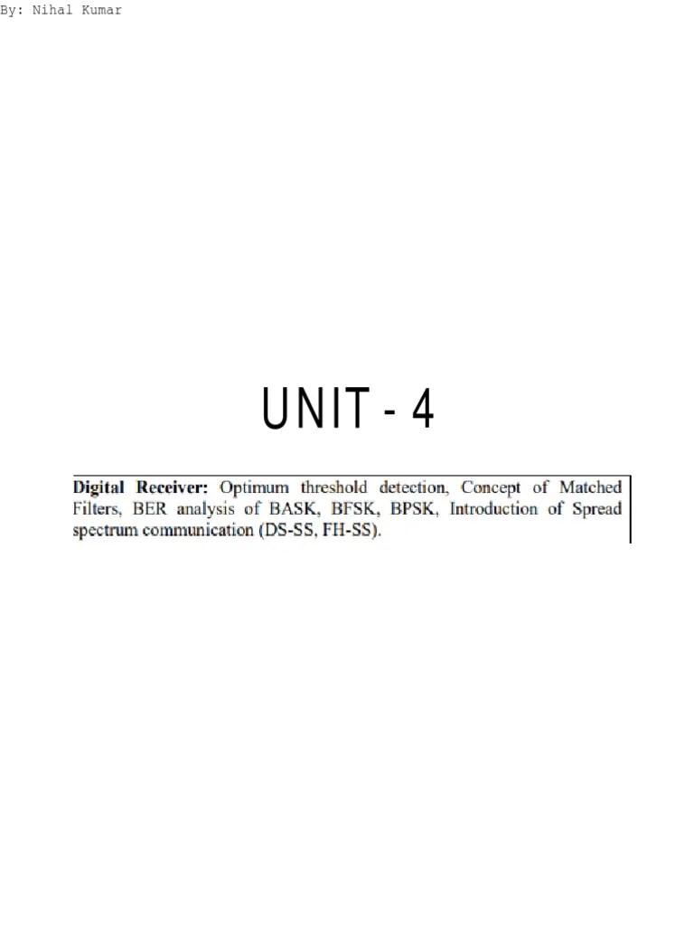 Digital Communication UNIT 4 PDF Physical Layer Protocols Broadcast Engineering