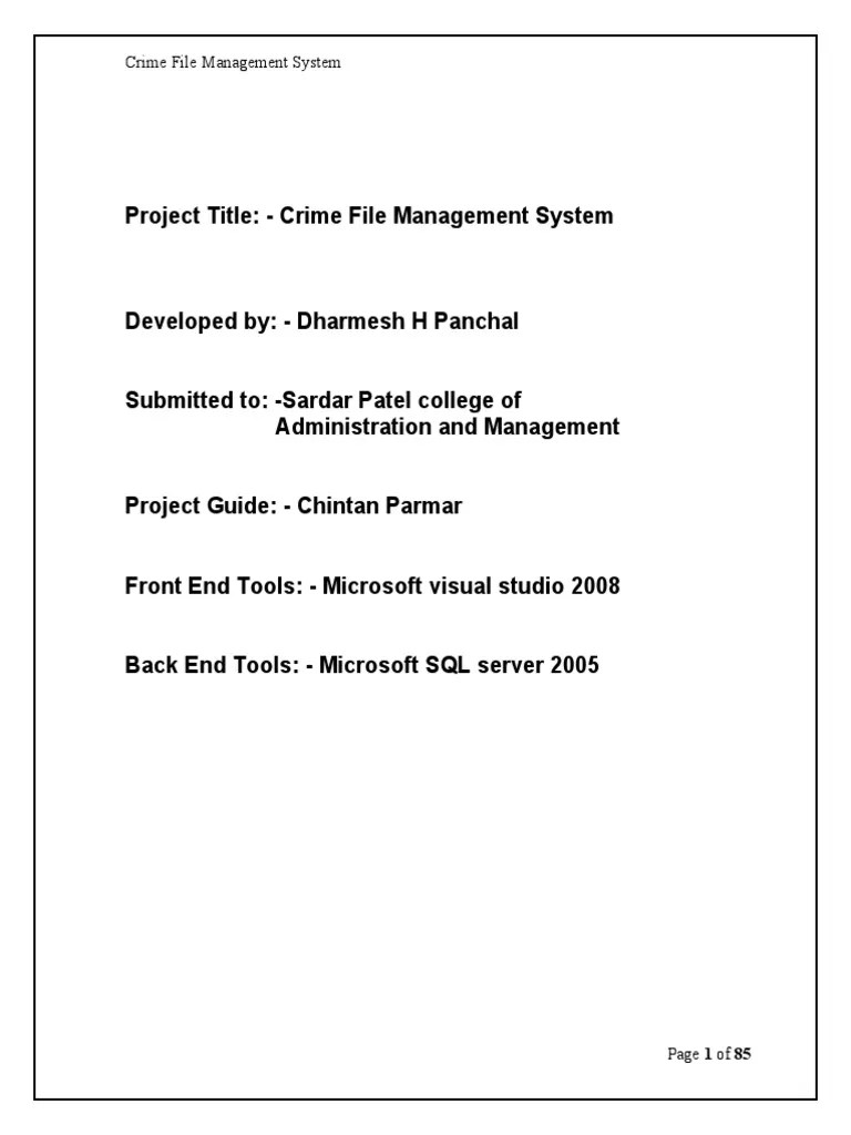 Crime File Management System PDF Computer Hardware Software