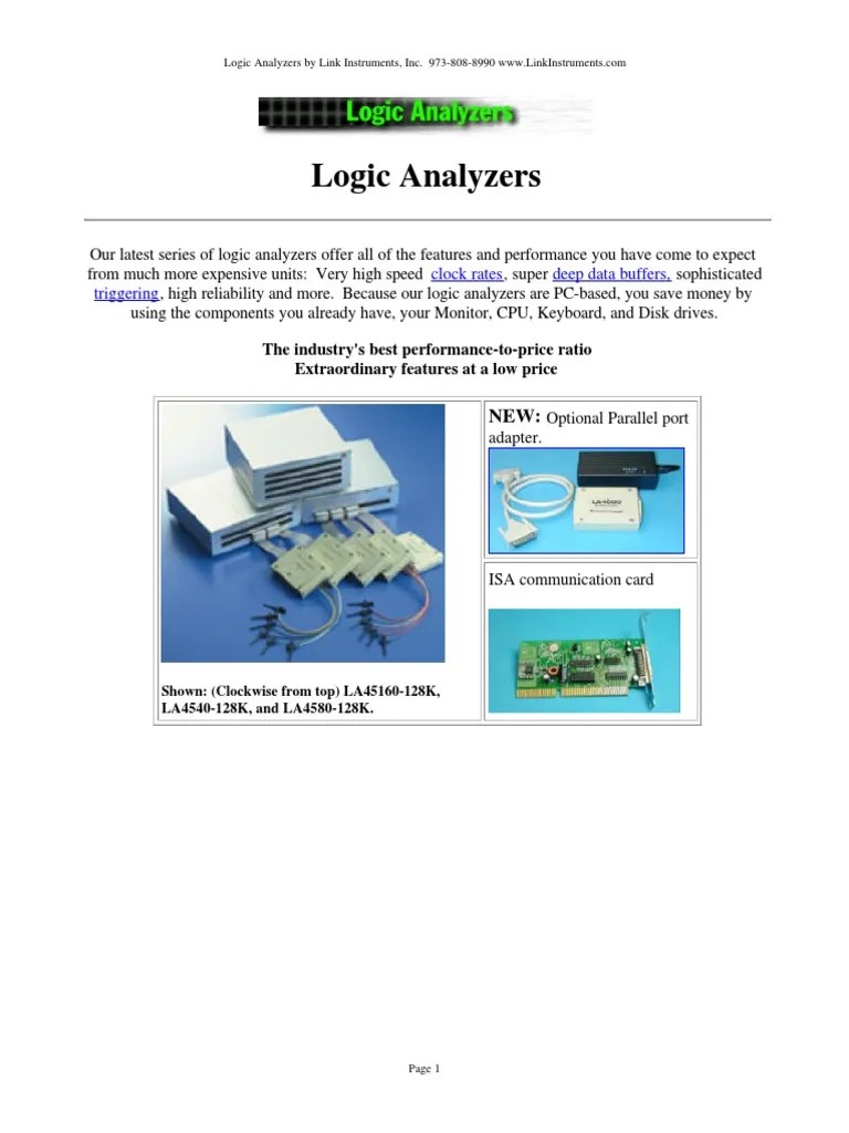 Logic Analyzers Clock Rates Deep Data Buffers, Triggering Descargar