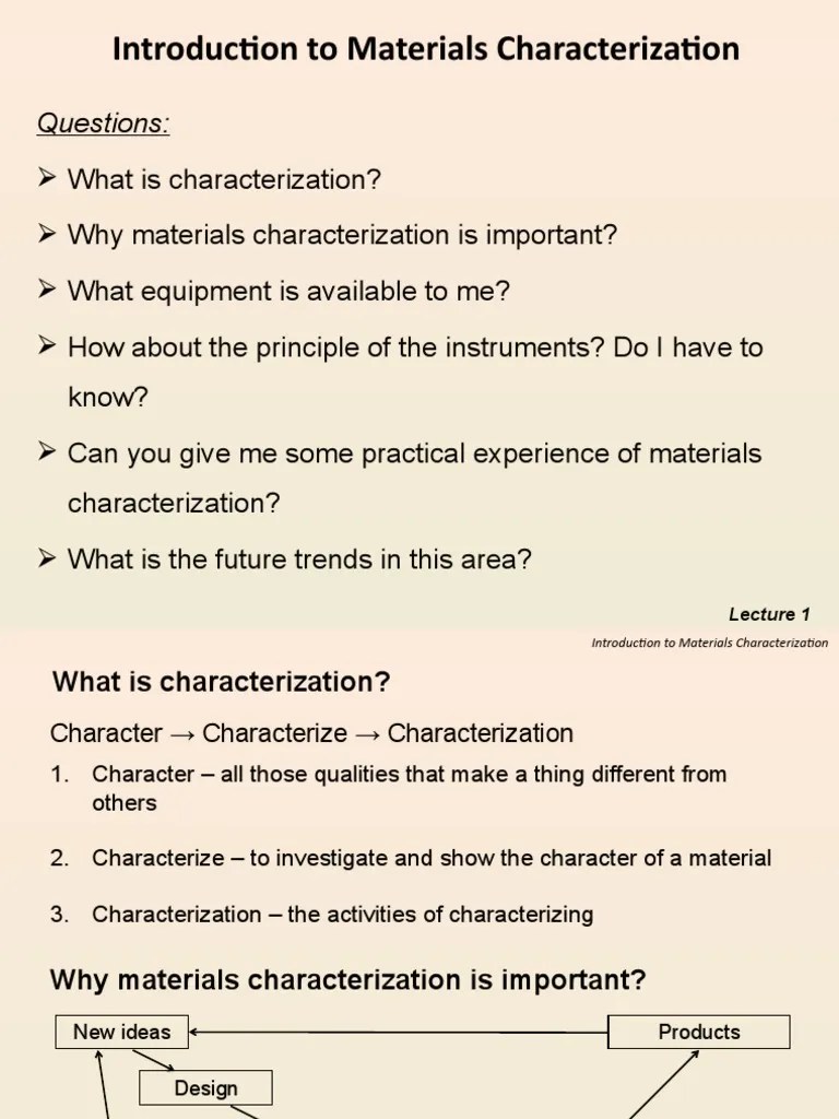 Lec 01 Introduction To Materials Characterization PDF