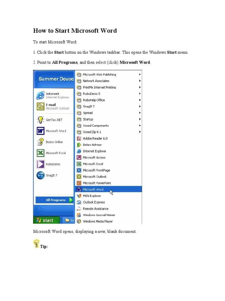 How to Start Microsoft Word Page Layout Microsoft Word