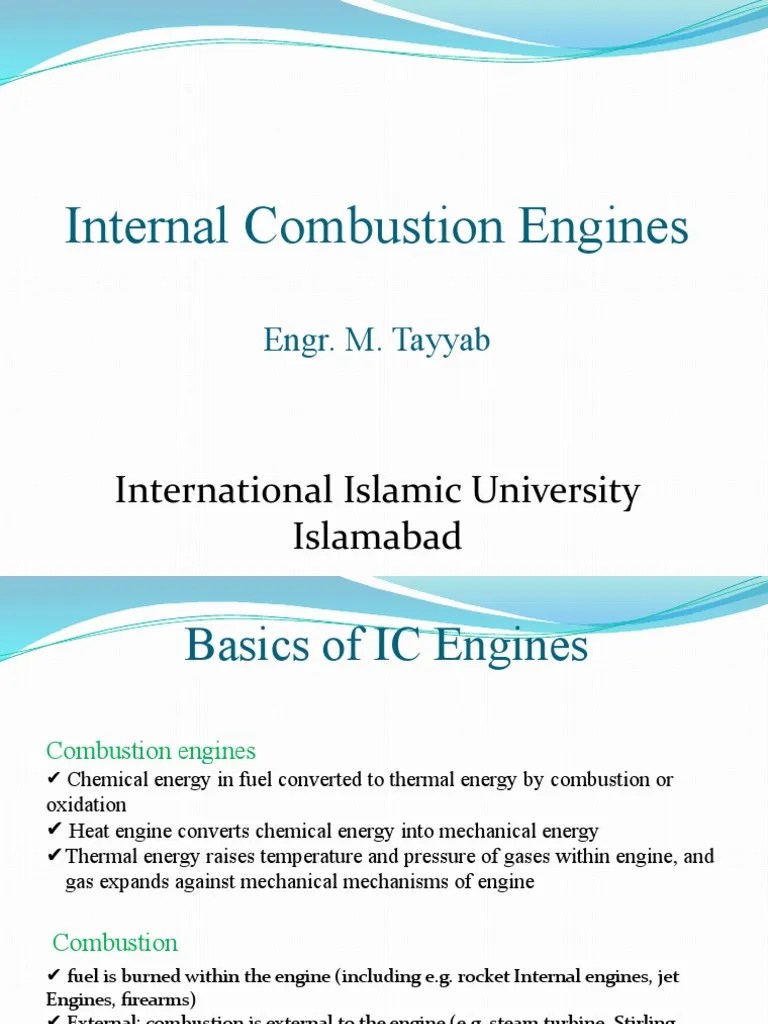 Lecture 1 IC Engines Basics PDF Internal Combustion Engine Piston