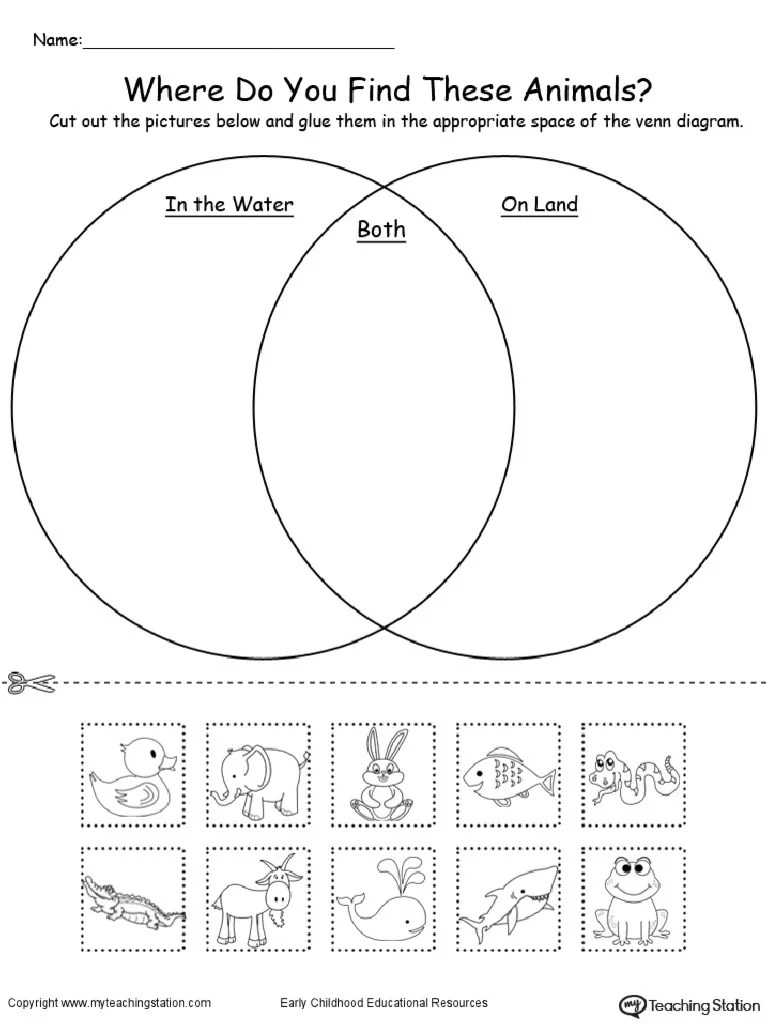 MTS Venn Diagram Animals in Water On Land | PDF