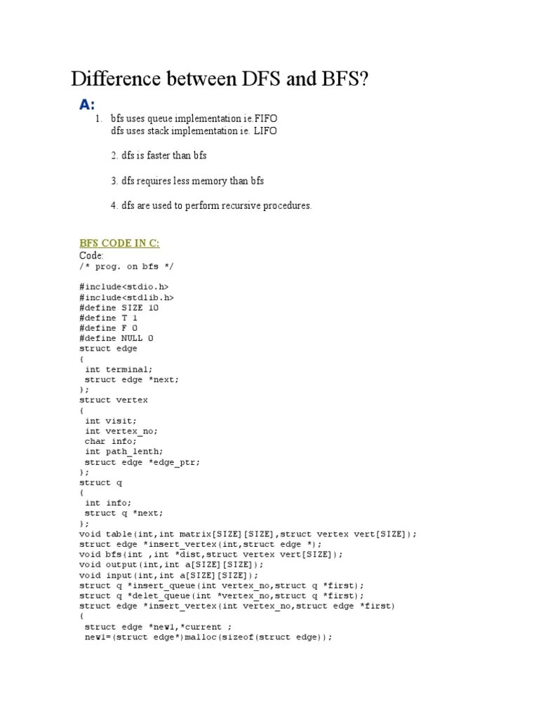 Difference Between DFS and BFS? PDF Mathematical Relations Algorithms