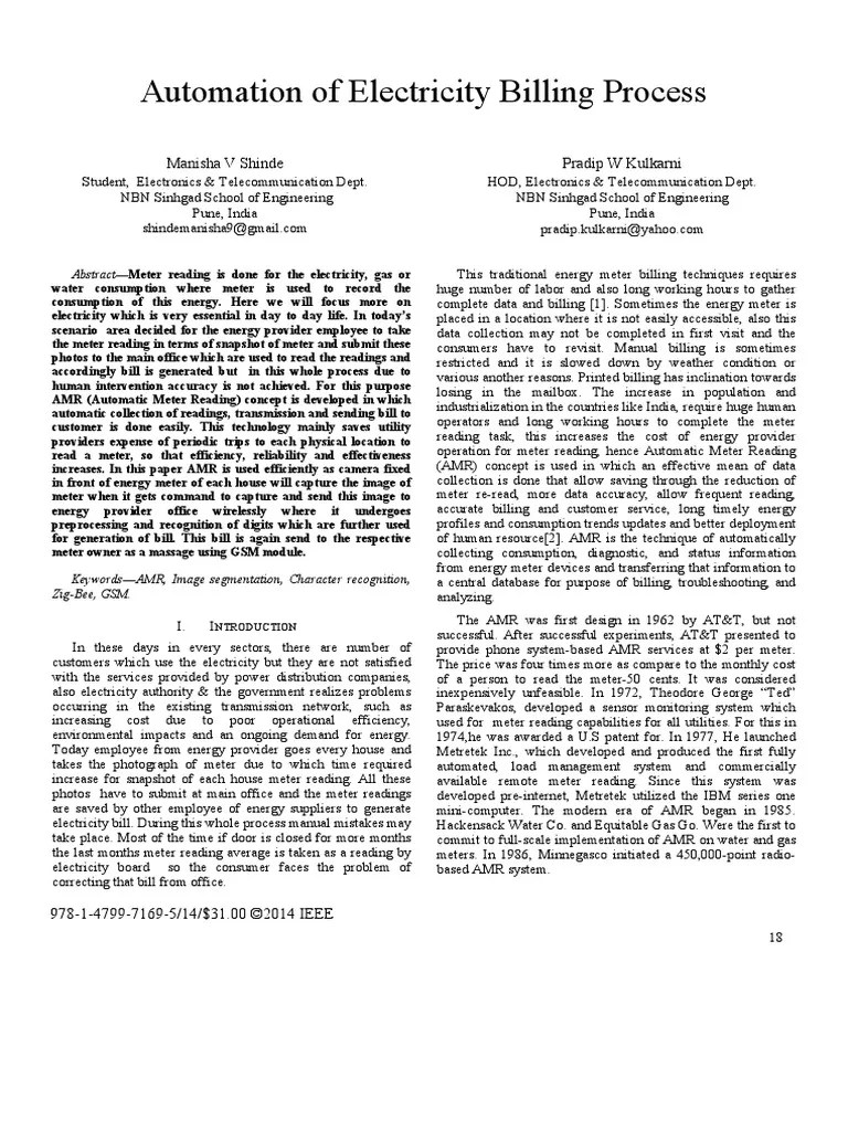 (NEW) Automation of Electricity Billing Process IEEE 2014 PDF