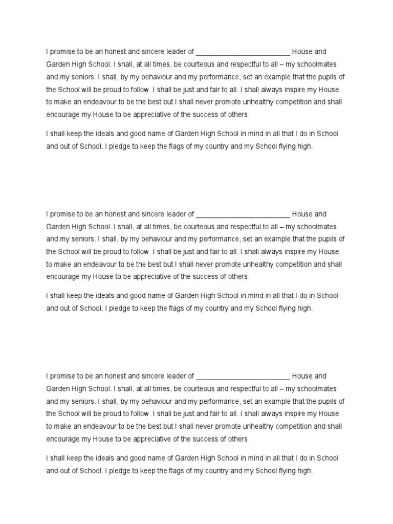 💐 House captain speech examples. Best School captain speech Free Sample