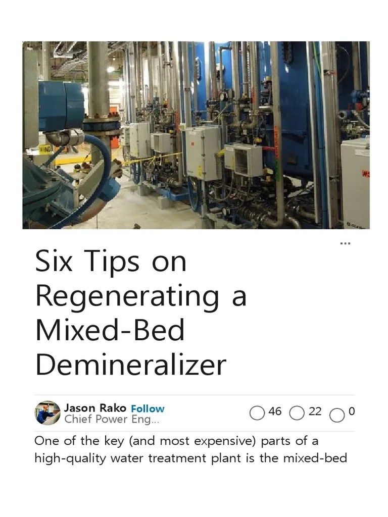 Six Tips On Regenerating A MixedBed Demineralizer Ps PDF Water