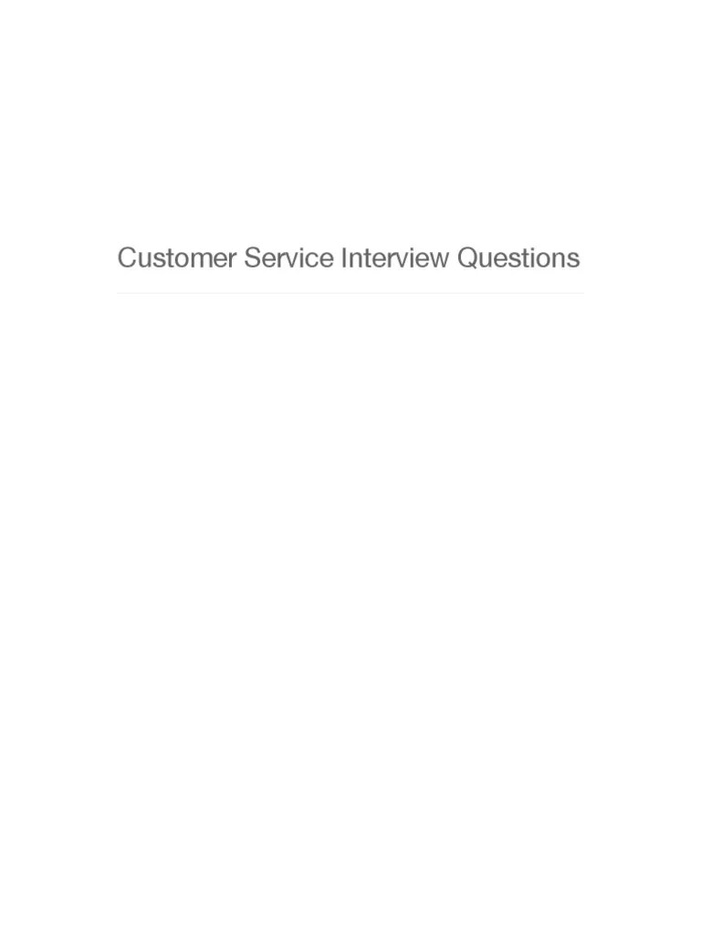 Customer Service Interview Questions PDF Interview E Commerce