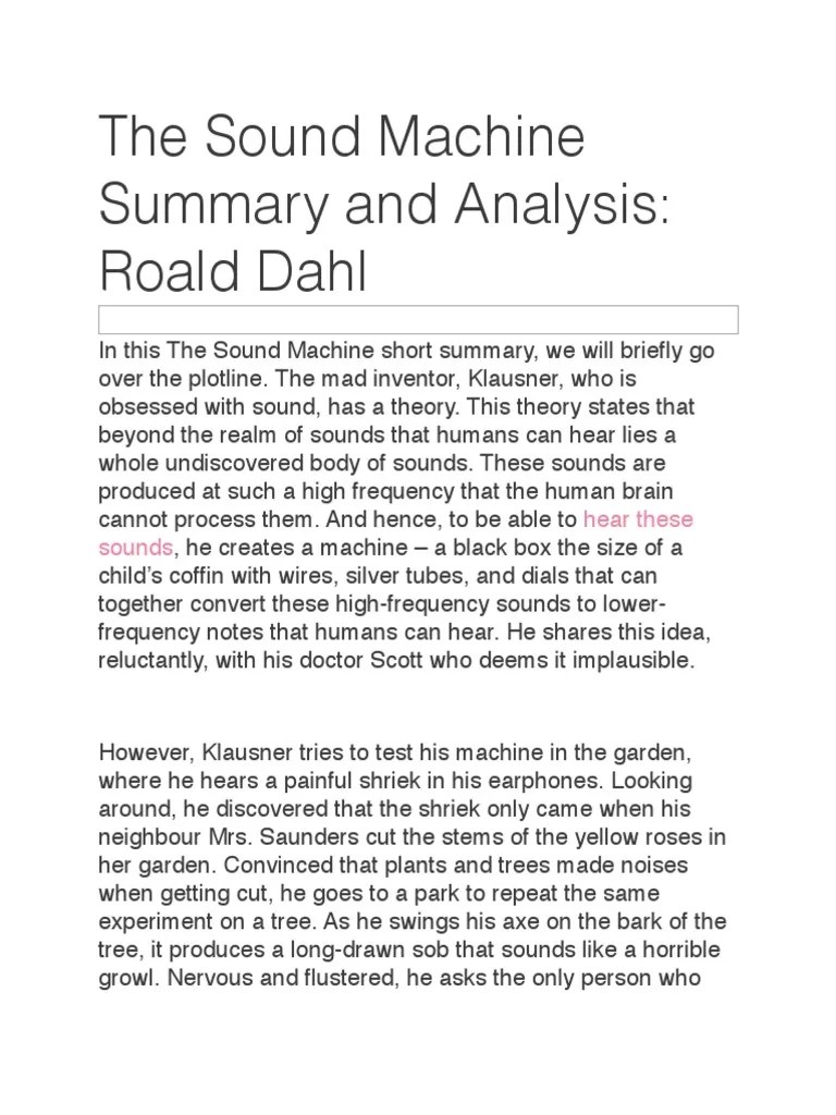 The Sound Machine Summary and Analysis Roald Dahl Hear These Sounds