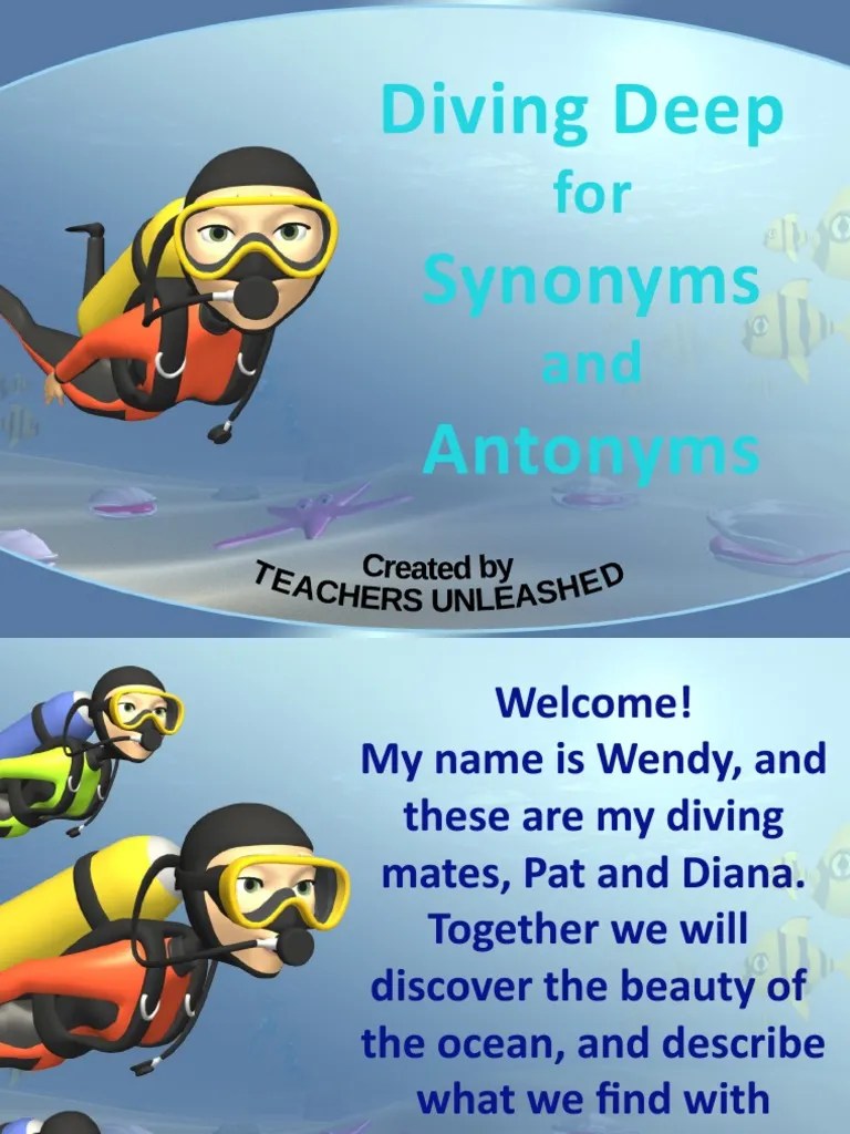 Diving Deep Synonyms Antonyms: For and | PDF | Aquatic Animals | Diving