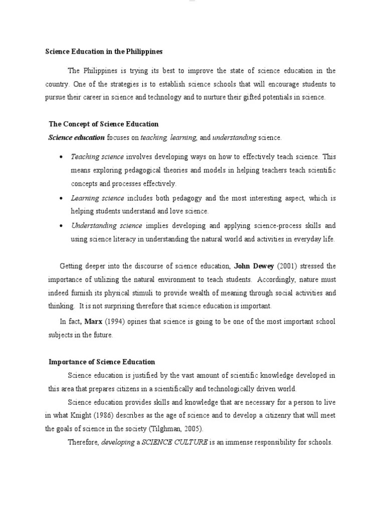 Science Education in The Philippines Major Development Programs in