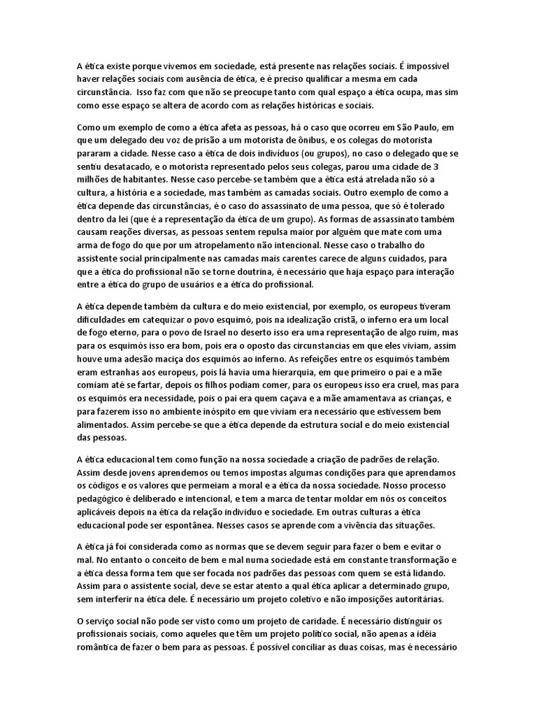 A Ã©tica existe porque vivemos em sociedade