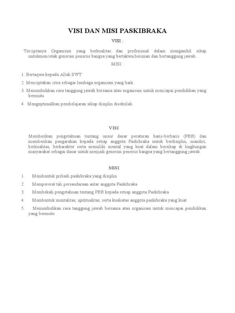 Visi Dan Misi Paskibraka | PDF