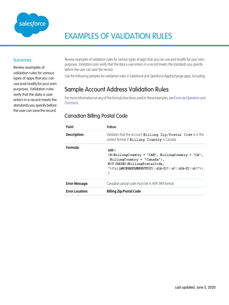 Examples of Validation Rules PDF Zip Code United States Postal