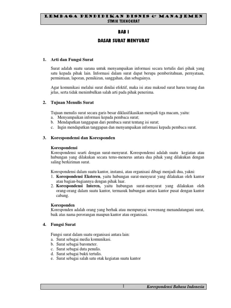 Korespondensi Bahasa Indonesia PDF