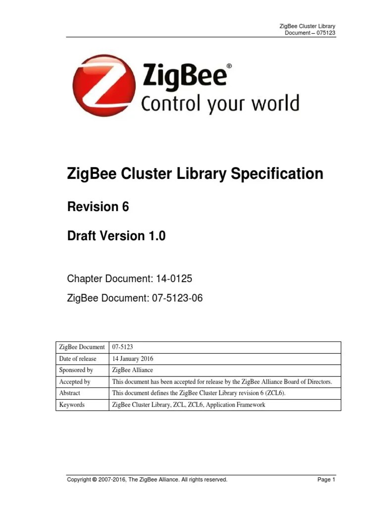 07 5123 06 Zigbee Cluster Library Specification PDF Server