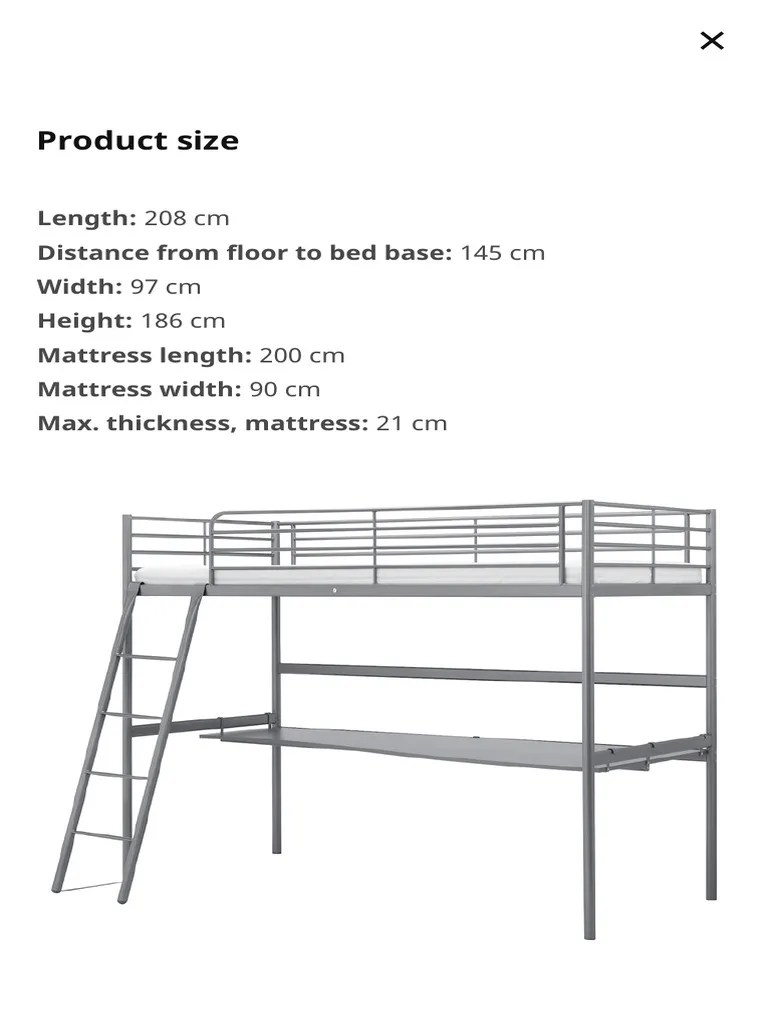 SVÄRTA Loft Bed Frame With Desk Top SilverColour IKEA PDF