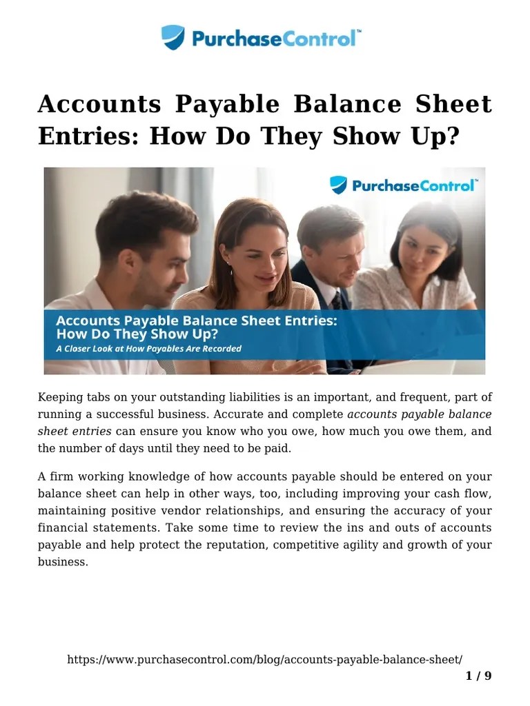Accounts Payable Balance Sheet Entries How Do They Show Up? PDF