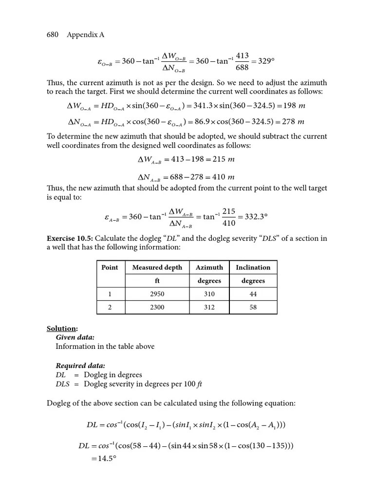Calculate dogleg and dogleg severity PDF Trigonometric Functions